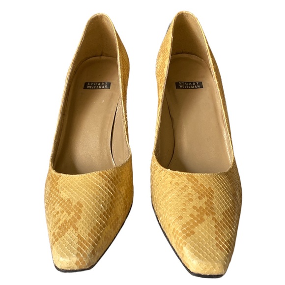 STUART WEITZMAN Yellow Snakeskin Pumps - Picture 2 of 5